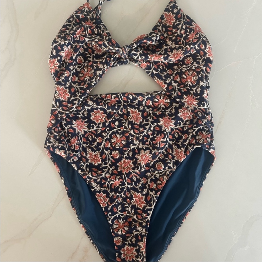 Veronica Beard Aniston Floral Cutout One-Piece Swimsuit Medium